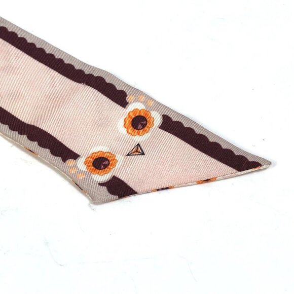 FENDI Band Scarf Rappie Flower pattern Scarf silk Pink Based - Picture 11 of 12